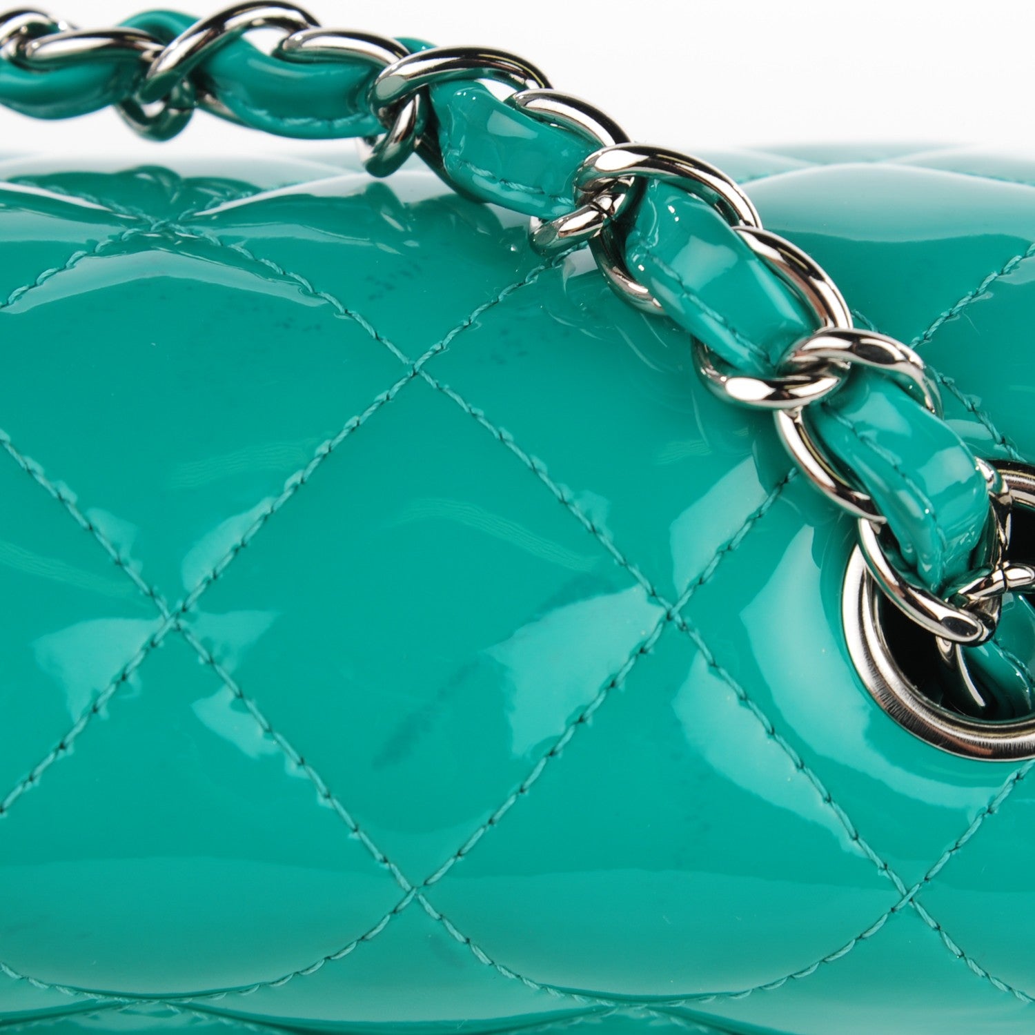 Chanel Patent Calfskin Quilted Mini Rectangular Flap Green 11 of 12