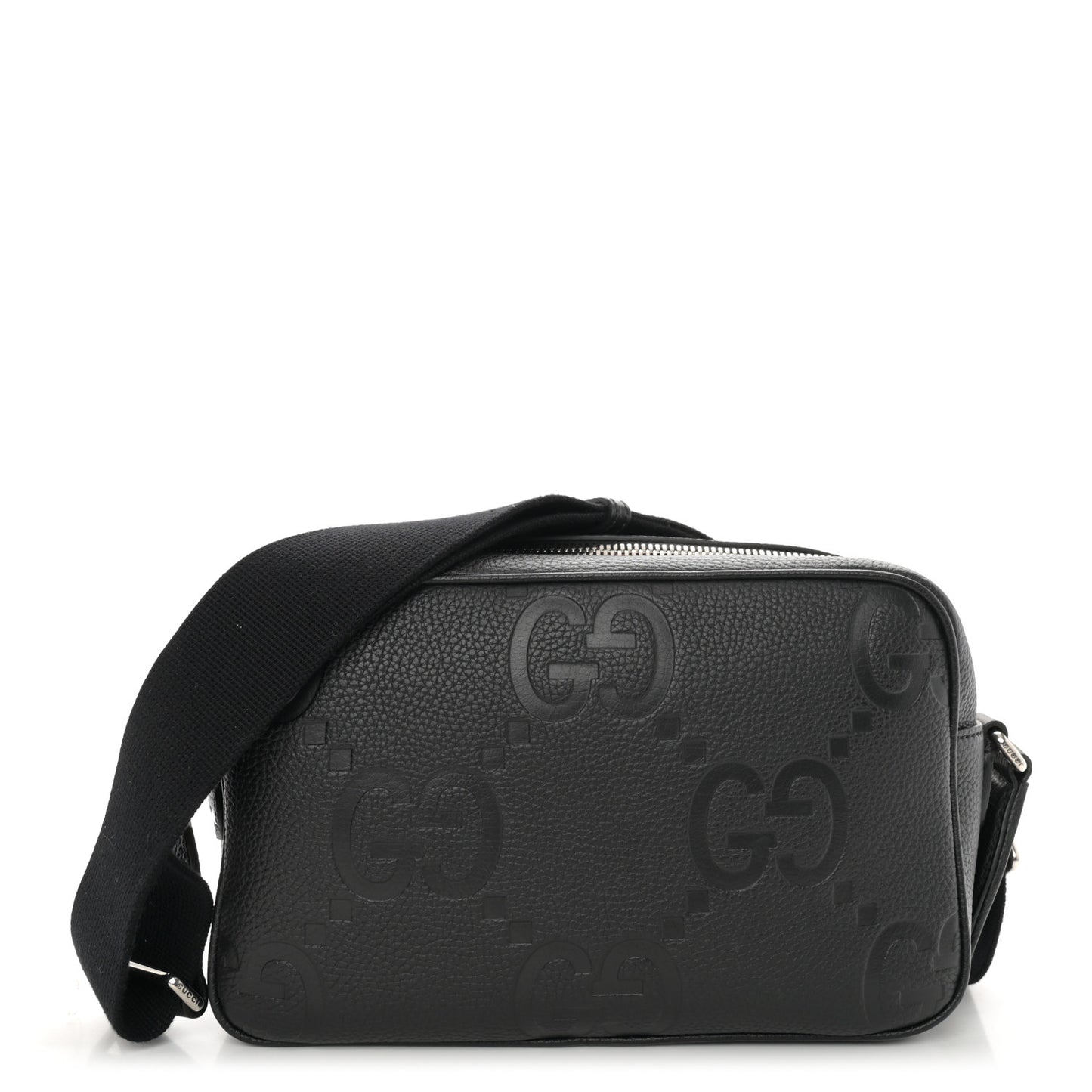 Piuma Calfskin Jumbo GG Embossed Medium Messenger Bag Black