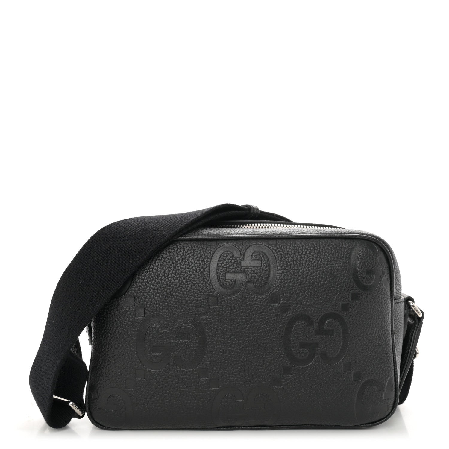 Gucci Piuma Calfskin Jumbo GG Embossed Medium Messenger Bag Black 1 of 10