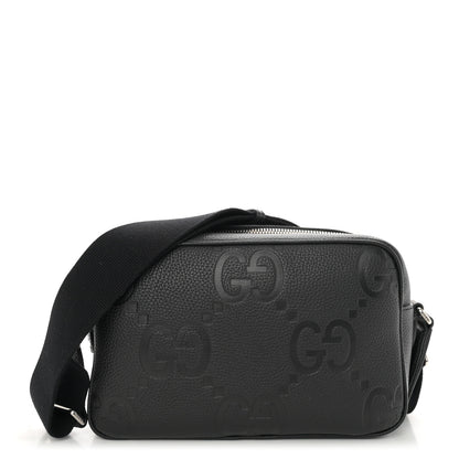 Gucci Piuma Calfskin Jumbo GG Embossed Medium Messenger Bag Black 1 of 10