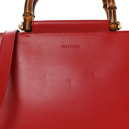 Gucci Nappa Bamboo Small Nymphaea Top Handle Bag Hibiscus Red 8 of 10