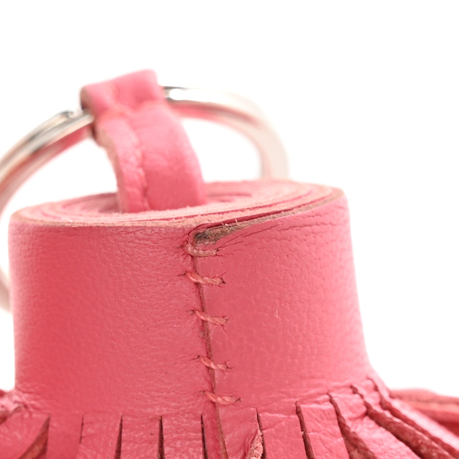 Hermes Lambskin Carmen Tassel Key Holder Rose Azalee 4 of 6
