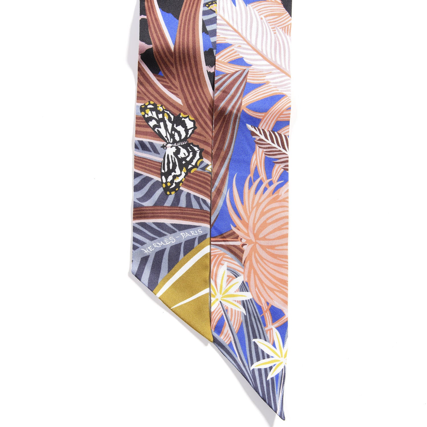 Hermes Silk Jaguar Quetzal Twilly Bleu Roy Brun Saumon 3 of 5