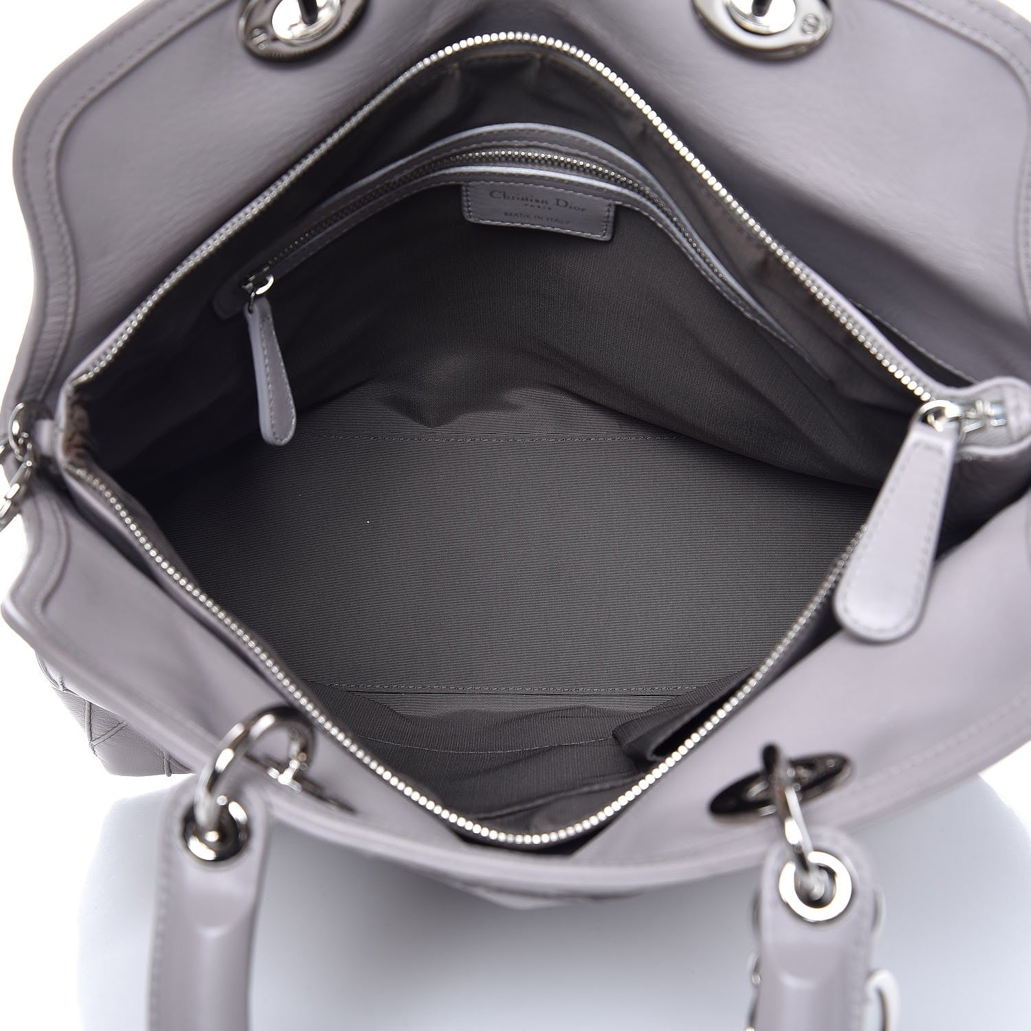 Christian Dior Lambskin Cannage Medium Granville Tote Grey 5 of 7