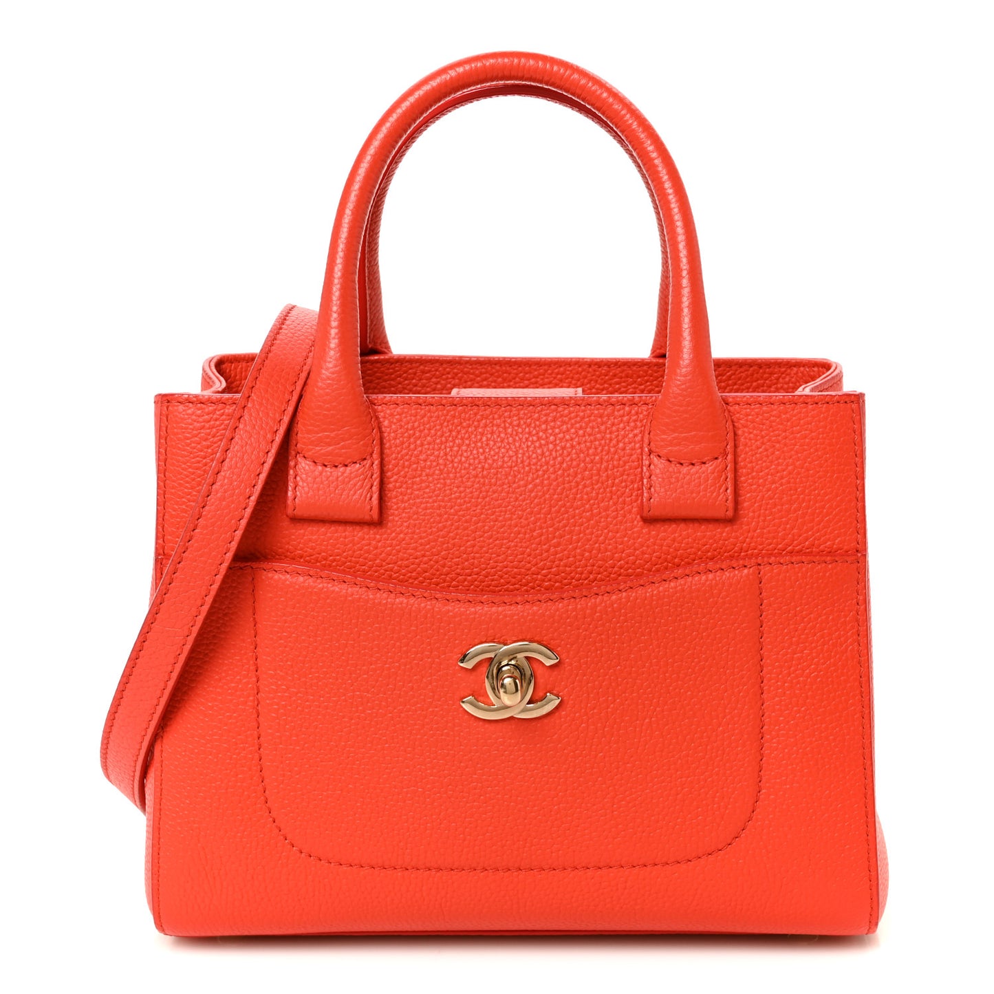 Grained Calfskin Mini Neo Executive Shopper Tote Red