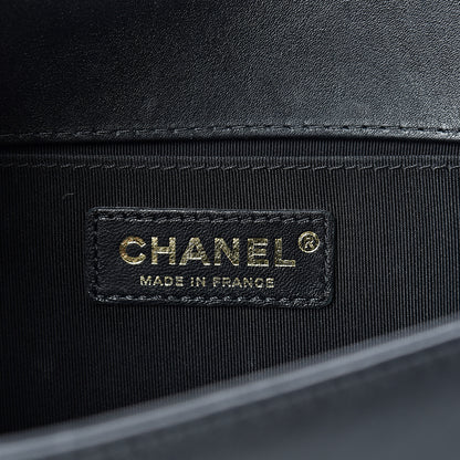 Chanel Calfskin Quilted Medium Boy Top Handle Flap Black 5 of 15