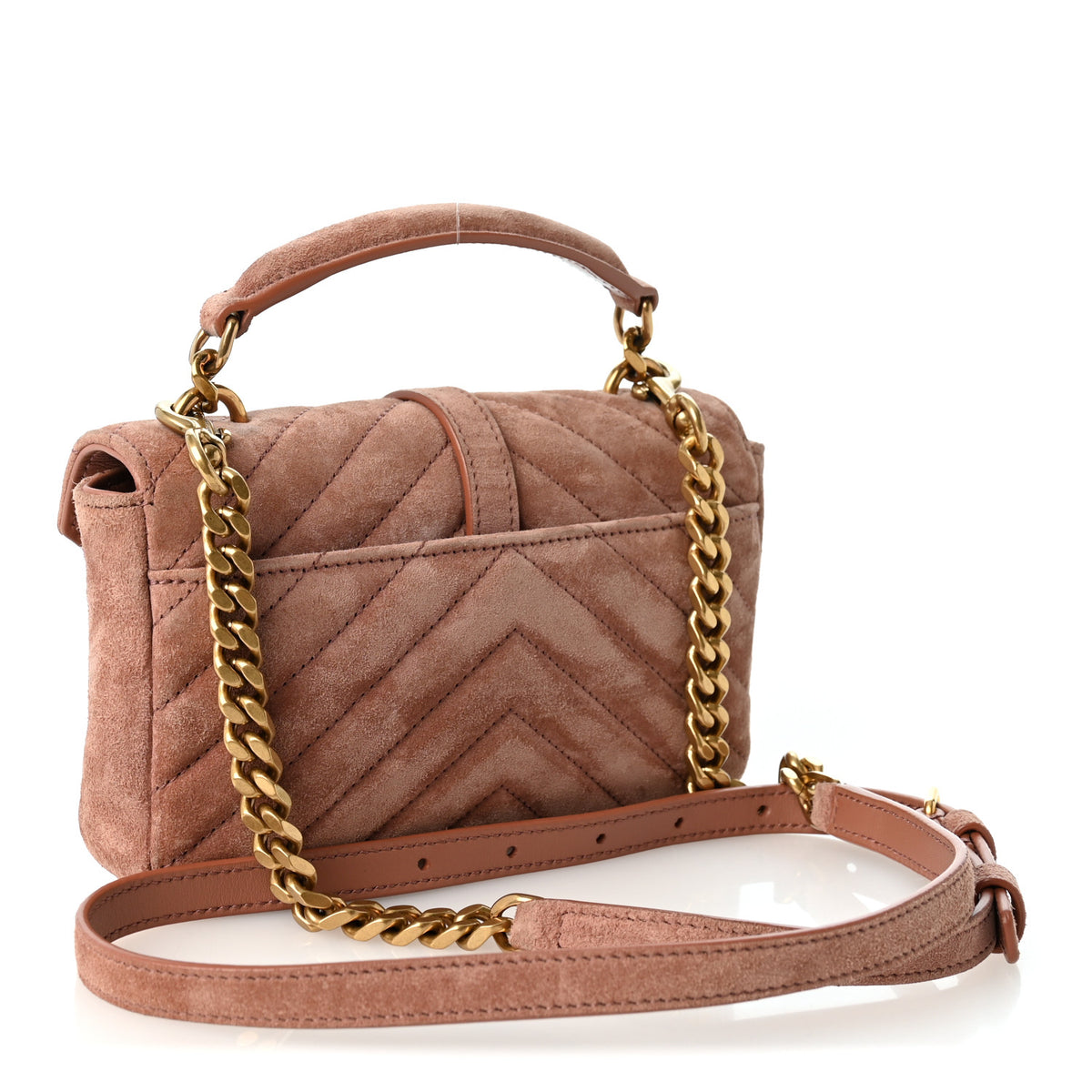 Suede Matelasse Chevron Monogram Mini College Bag Barely Pink