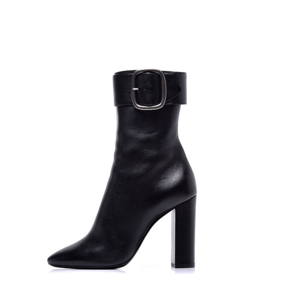 Saint Laurent Calfskin Joplin Buckle Booties 40 Black 1 of 10