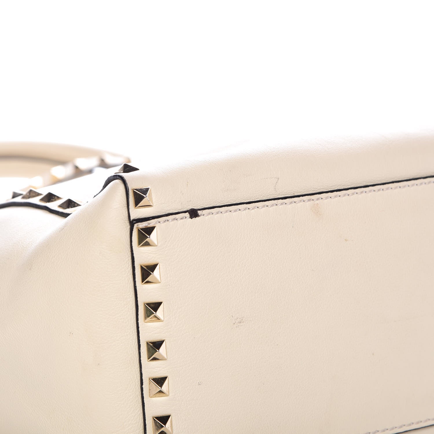 Valentino Garavani Vitello Rockstud Double Handle Tote Ivory 12 of 14