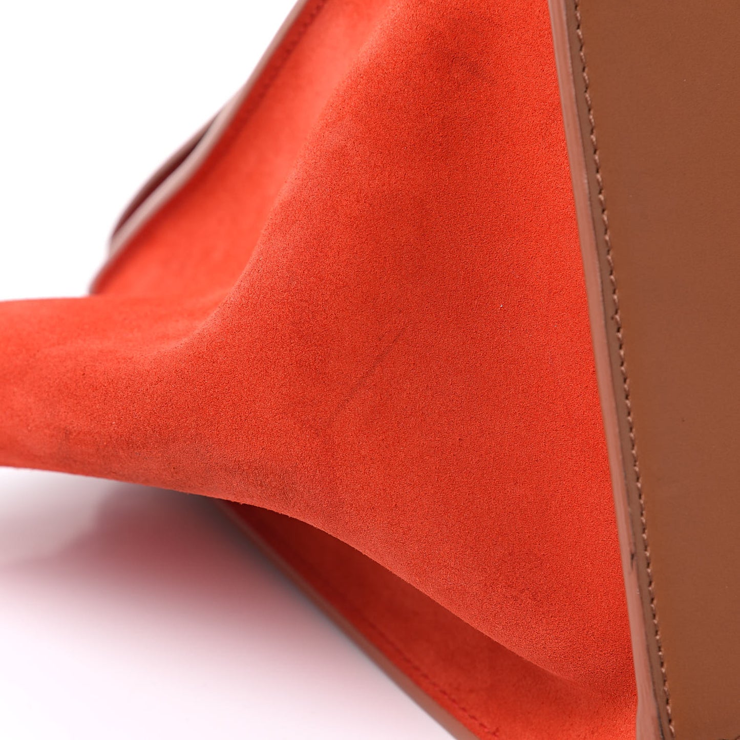 Natural Calfskin Suede Medium Bi-Color Trapeze Tan