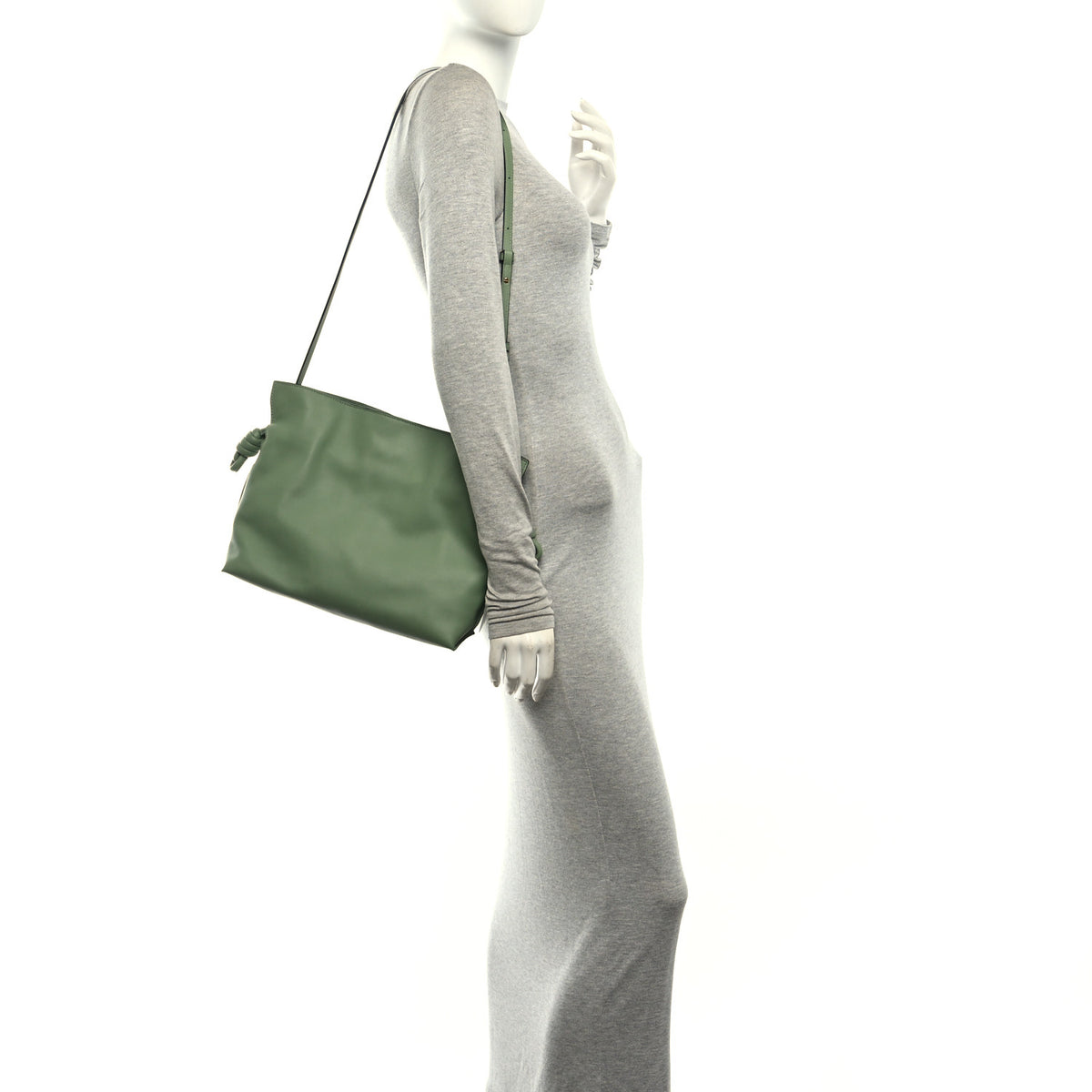 Nappa Calfskin Medium Flamenco Knot Clutch Rosemary