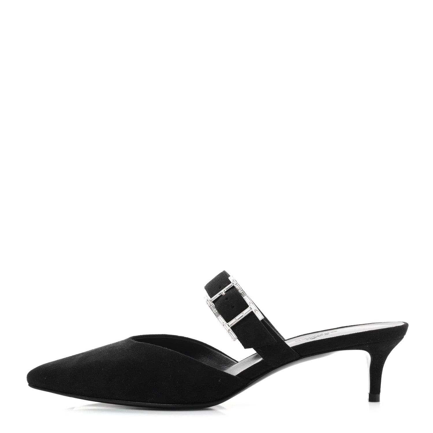 Hermes Suede Goatskin Blink Mules 37.5 Black 1 of 8