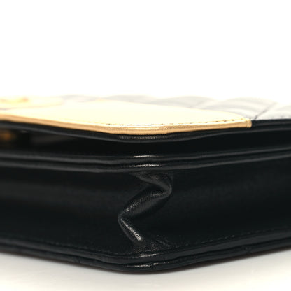 Chanel Lambskin Quilted Wallet On Chain WOC Black Beige 11 of 12