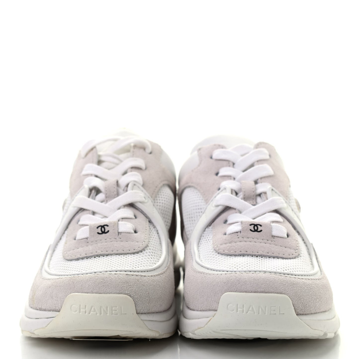 Suede Calfskin CC Sneakers 37 White Grey