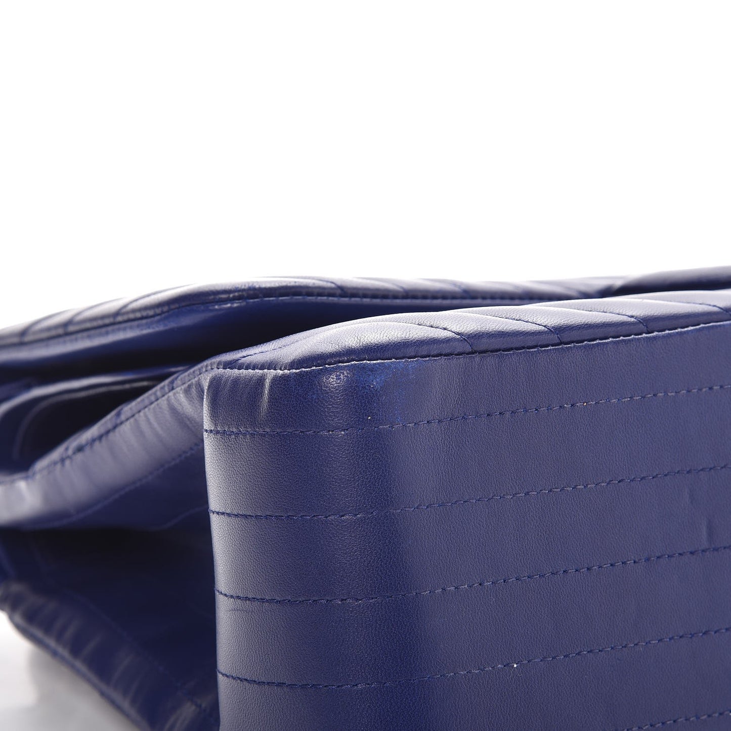 Lambskin Chevron Quilted Jumbo Double Flap Blue