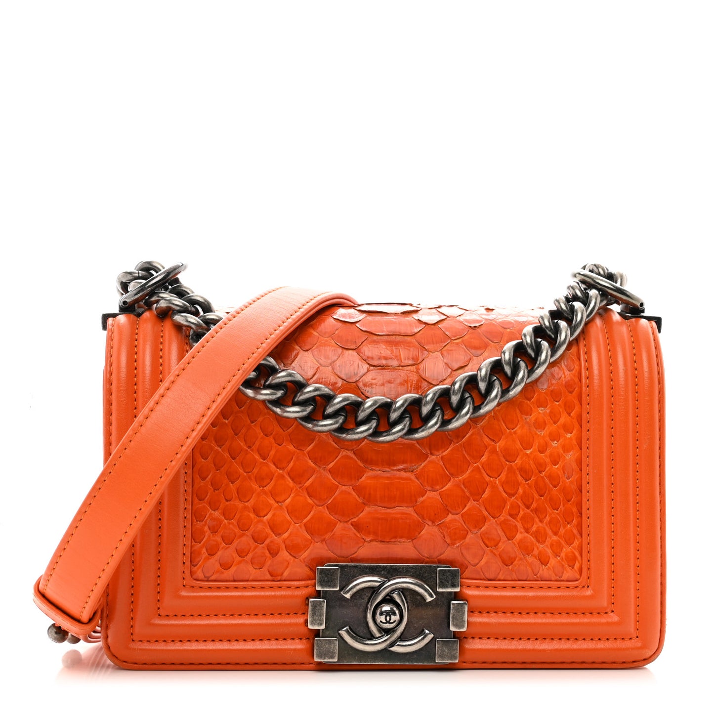 Snakeskin Small Boy Flap Orange
