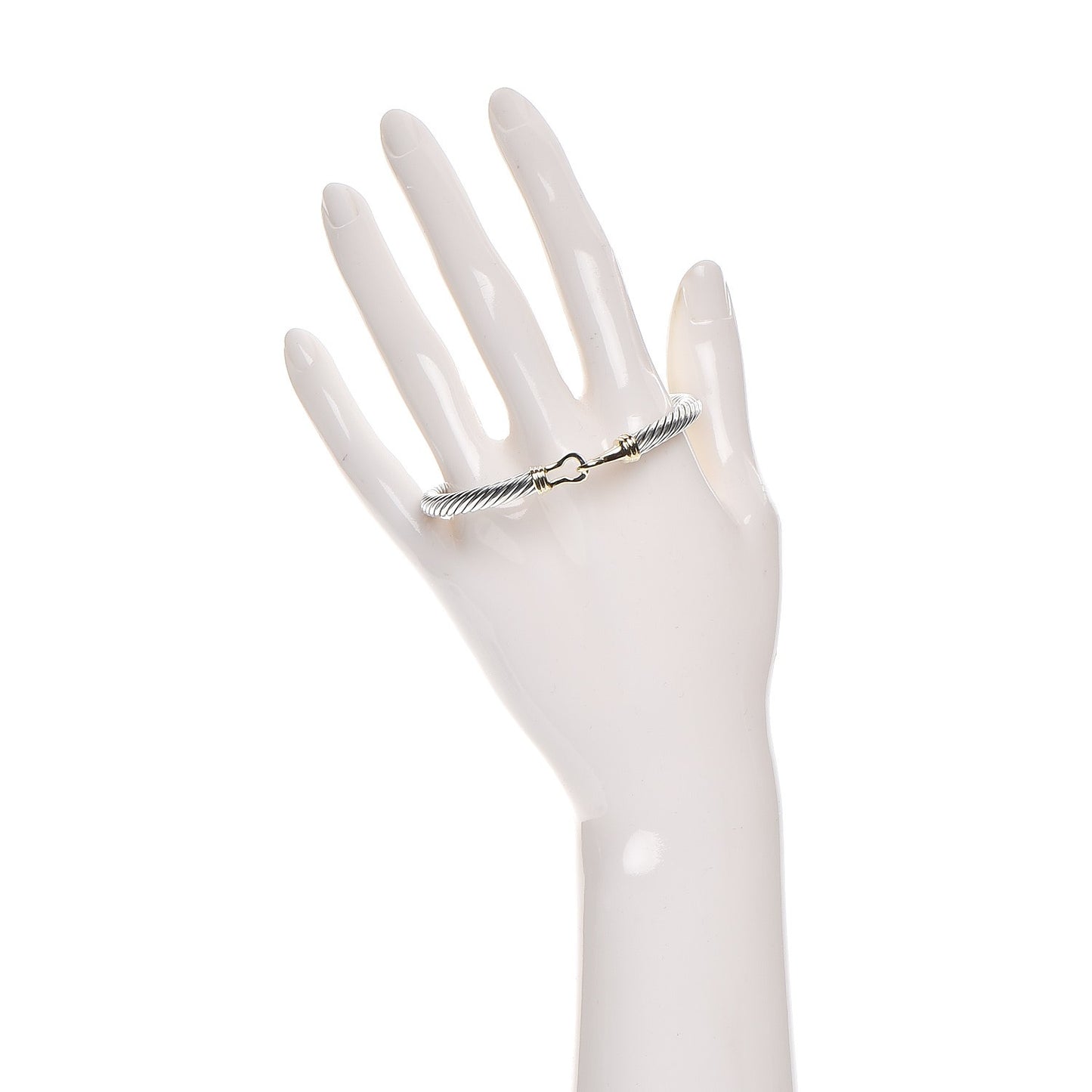 Sterling Silver 14K Yellow Gold 5mm Cable Classic Buckle Bracelet