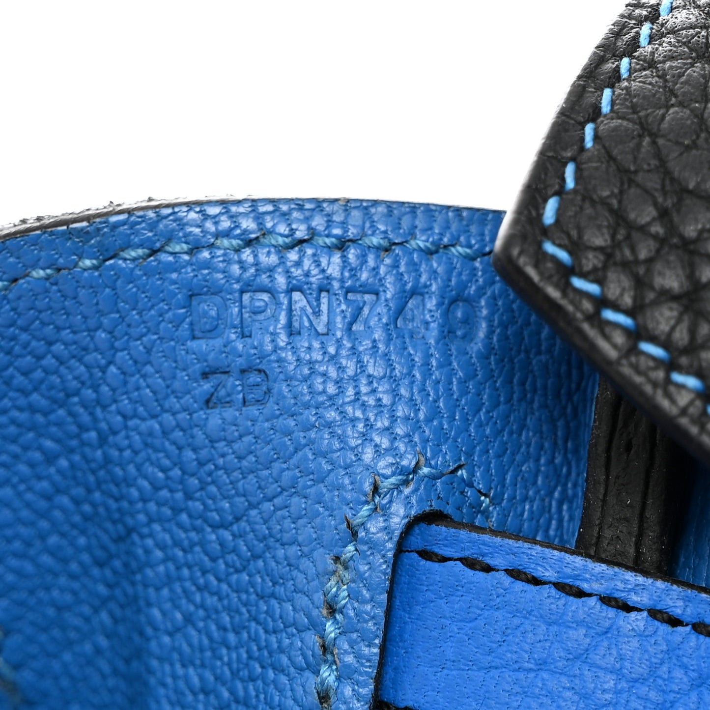 Taurillon Clemence Horseshoe Birkin 25 Black Bleu Hydra