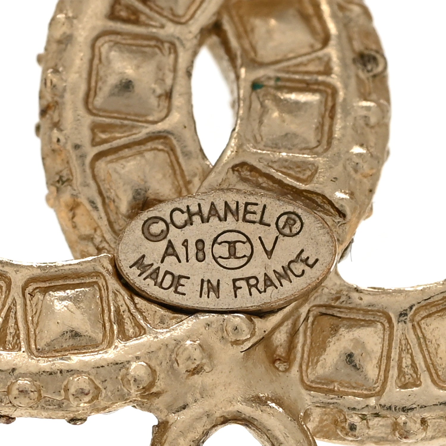 Chanel Crystal Pearl CC Drop Earrings Gold 4 of 4