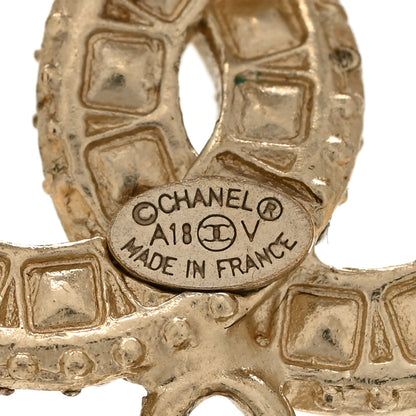 Chanel Crystal Pearl CC Drop Earrings Gold 4 of 4