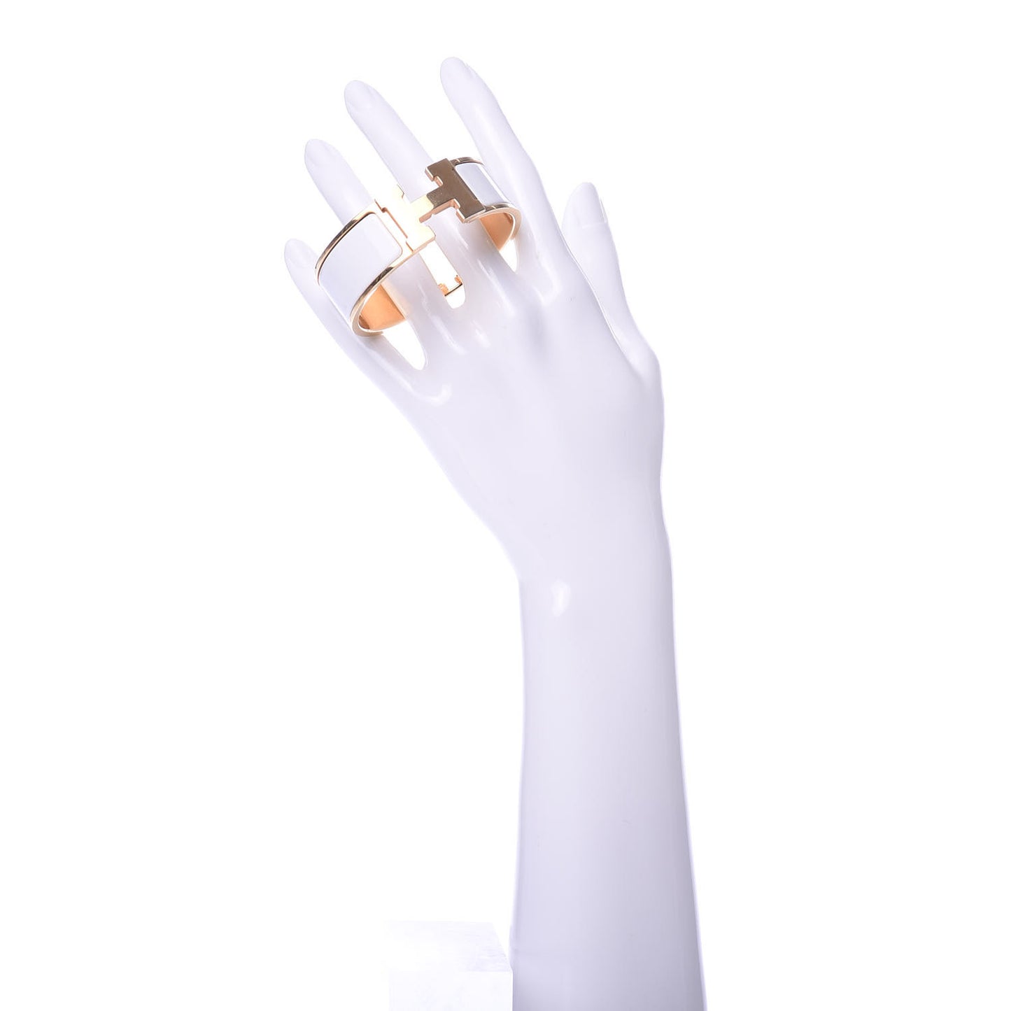 Enamel Wide Clic Clac H Bracelet PM White