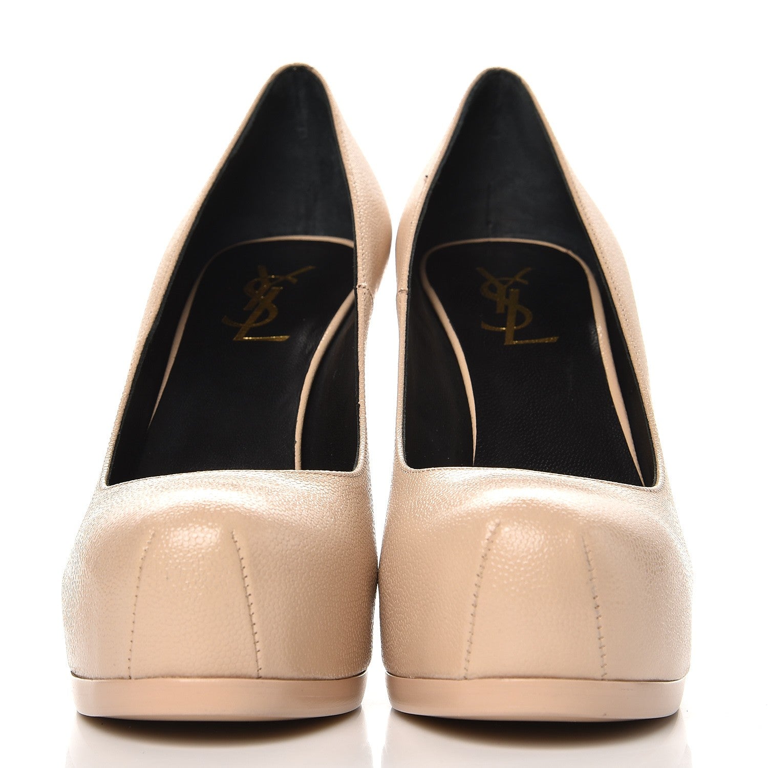 Saint Laurent Vernigolf Tribute Two 80 Platform Pumps 37.5 Nude Powder 2 of 12