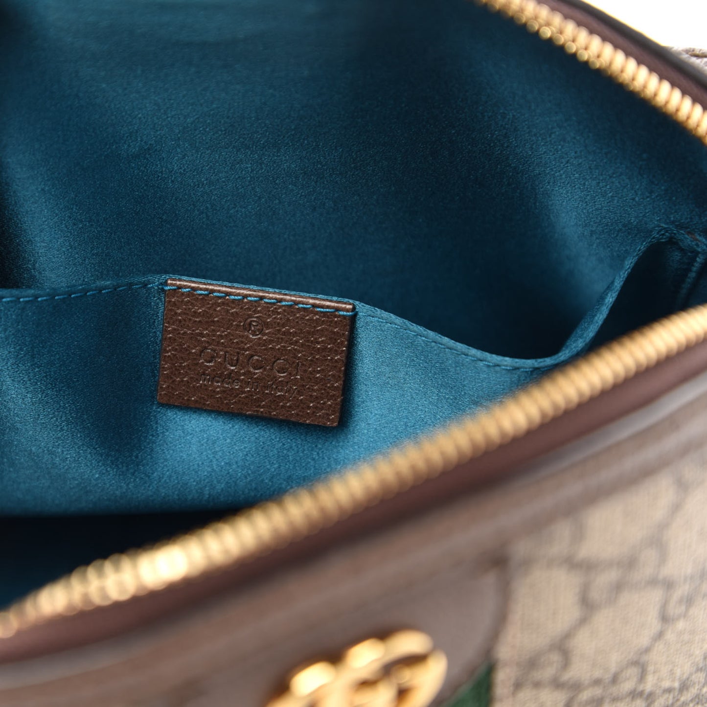 GG Supreme Monogram Textured Dollar Calfskin Web Small Ophidia Dome Shoulder Bag Beige Ebony New Acero