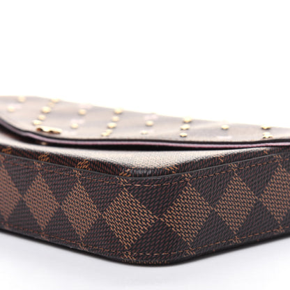 Louis Vuitton Damier Ebene Studded Pochette Felicie Chain Wallet 10 of 11