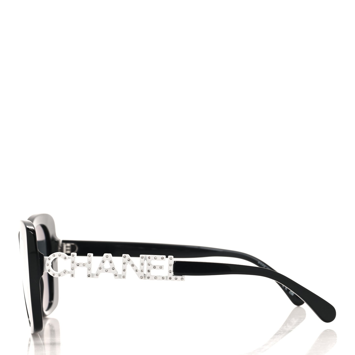 Acetate Strass Square Sunglasses 5422-B Black White