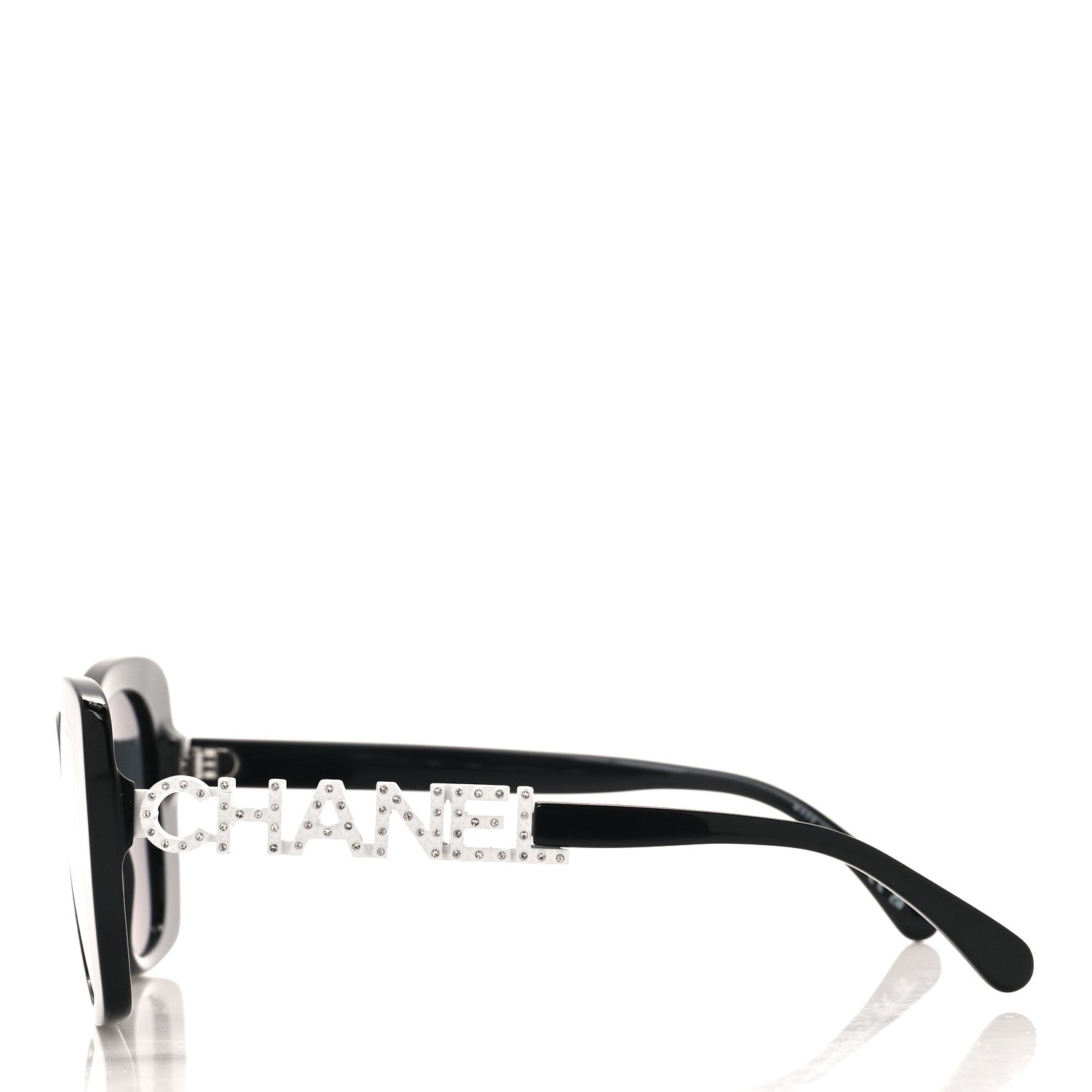 Chanel Acetate Strass Square Sunglasses 5422-B Black White 3 of 7