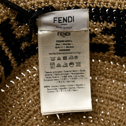 Fendi Cotton FF Woven Bucket Hat L Naturale Black 6 of 6