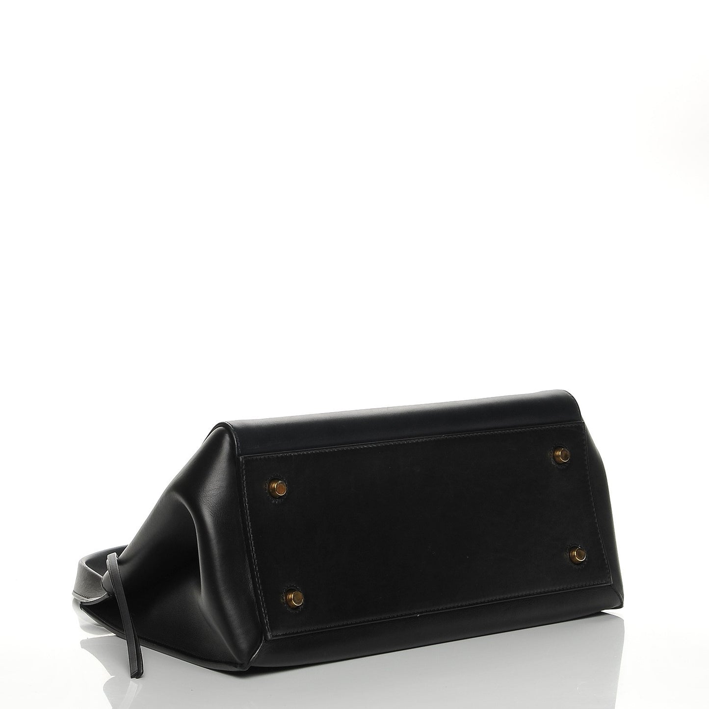 Smooth Calfskin Medium Bi-Color Edge Shoulder Bag Black Navy