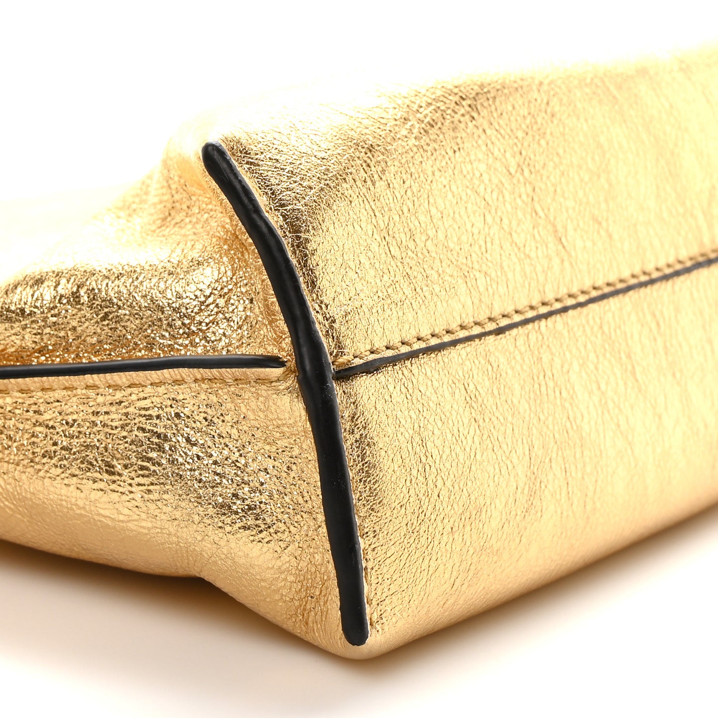 Metallic Calfskin Mini Chain Flamenco Knot Clutch Gold