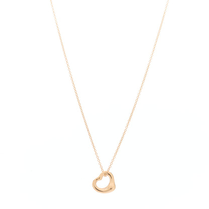 Tiffany 18K Rose Gold 11mm Elsa Peretti Open Heart Pendant Necklace 1 of 8
