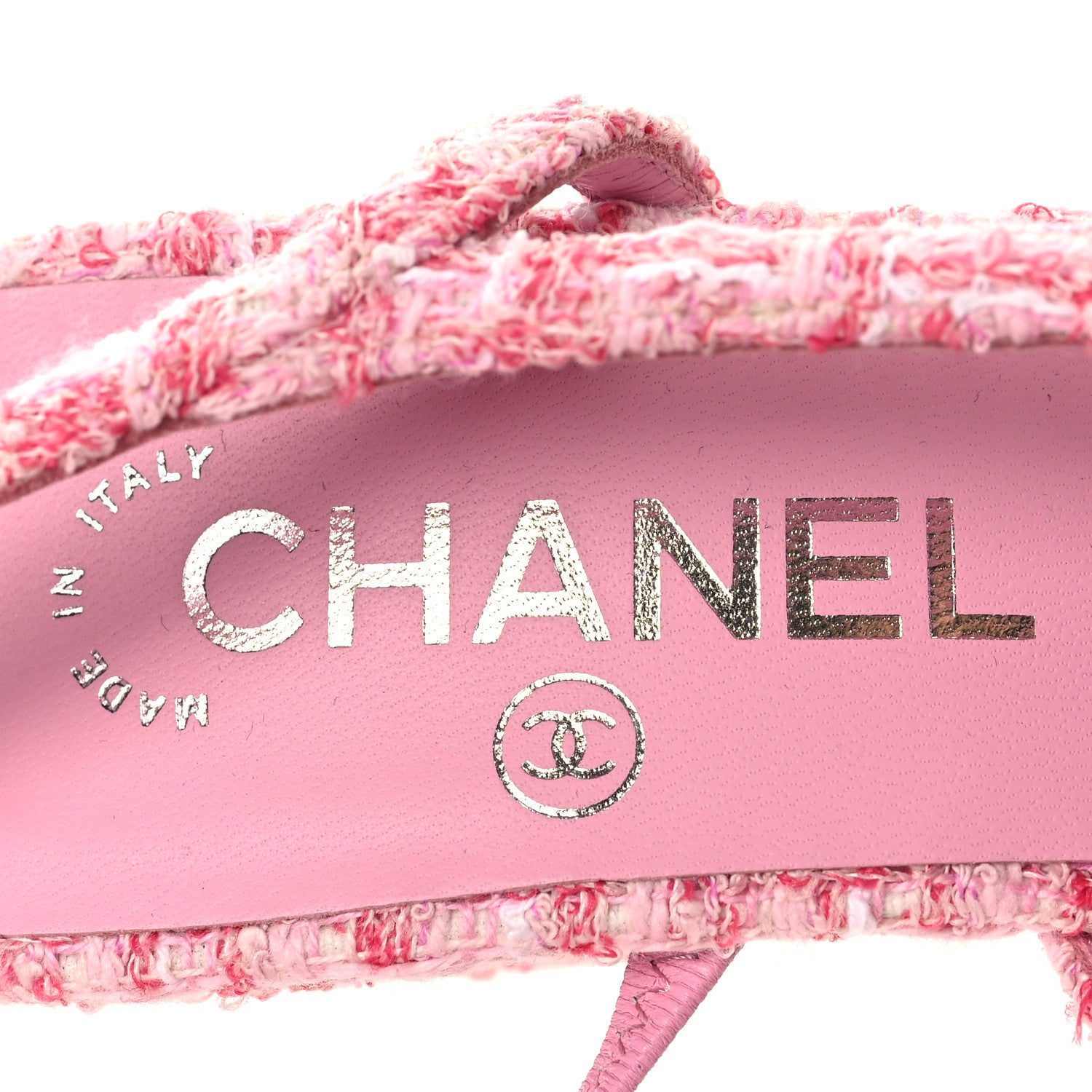 Chanel Tweed Grosgrain Cap Toe CC Slingback Pumps 36 Pink Black 9 of 9