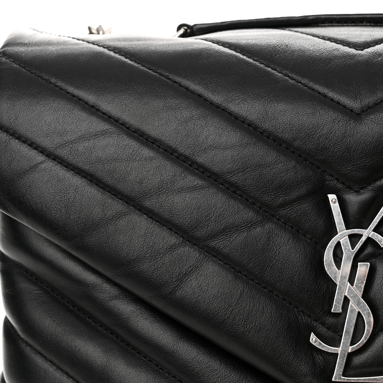 Saint Laurent Calfskin Y Quilted Monogram Medium Loulou Chain Satchel Black 15 of 16