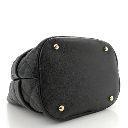 Chanel Caviar Quilted Rolled Up Bucket Drawstring Bag Black 4 of 10