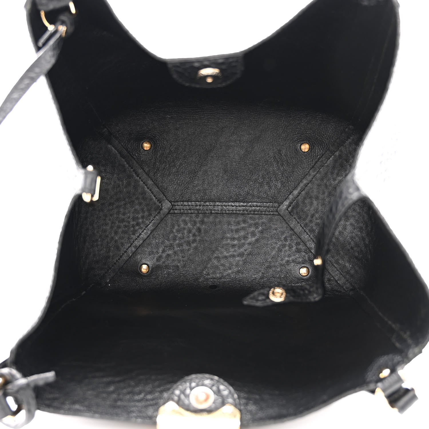 Burberry Signature Grain Calfskin Check Embossed Small Canterbury Tote Black 6 of 11