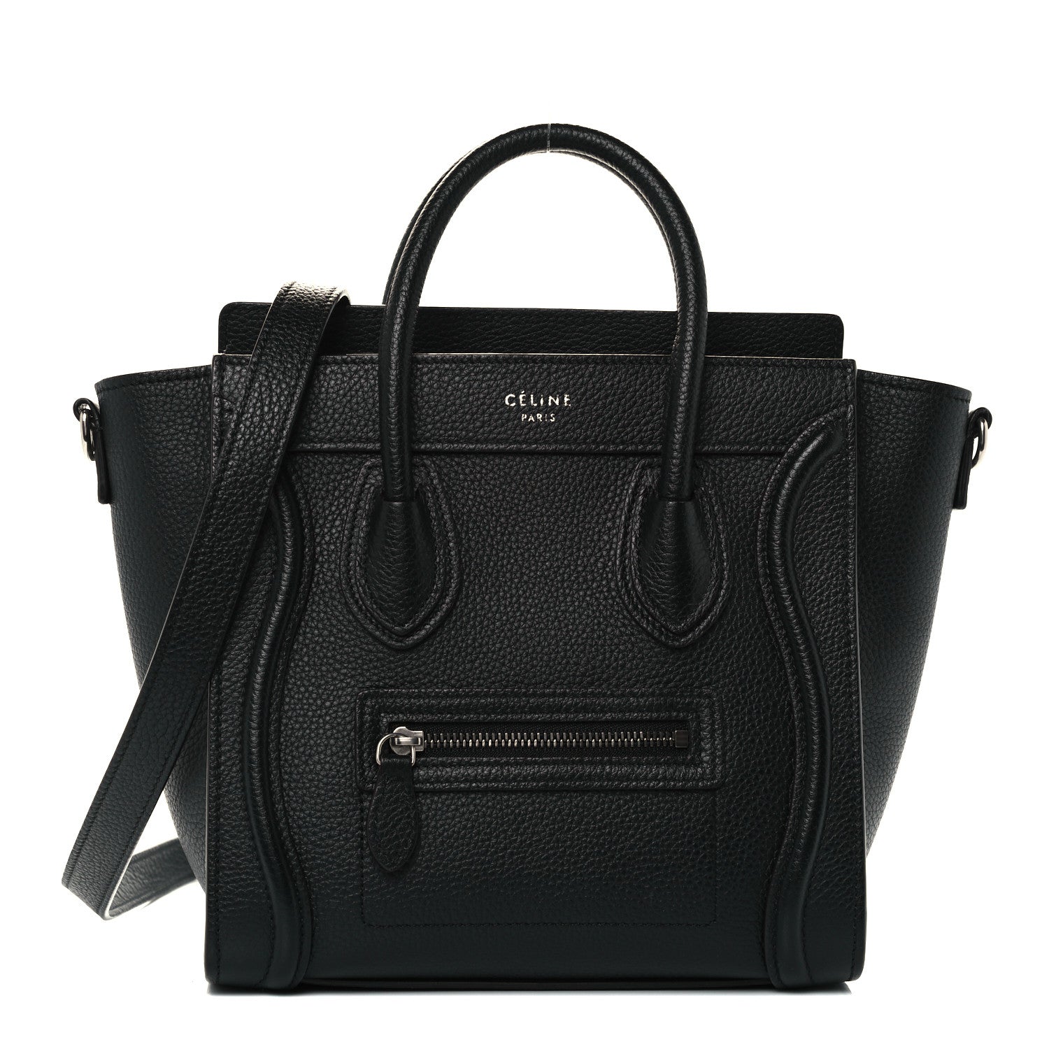 Celine Drummed Calfskin Nano Luggage Black 1 of 16