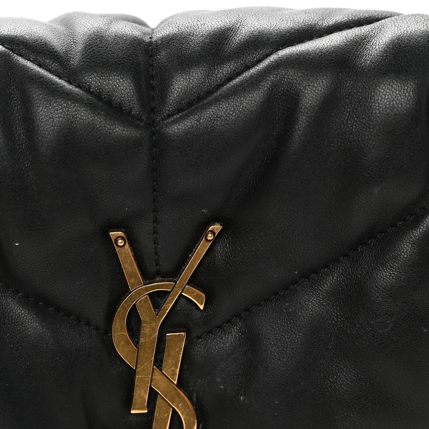 Saint Laurent Lambskin Quilted Small Loulou Puffer Monogram Chain Satchel Black 14 of 17