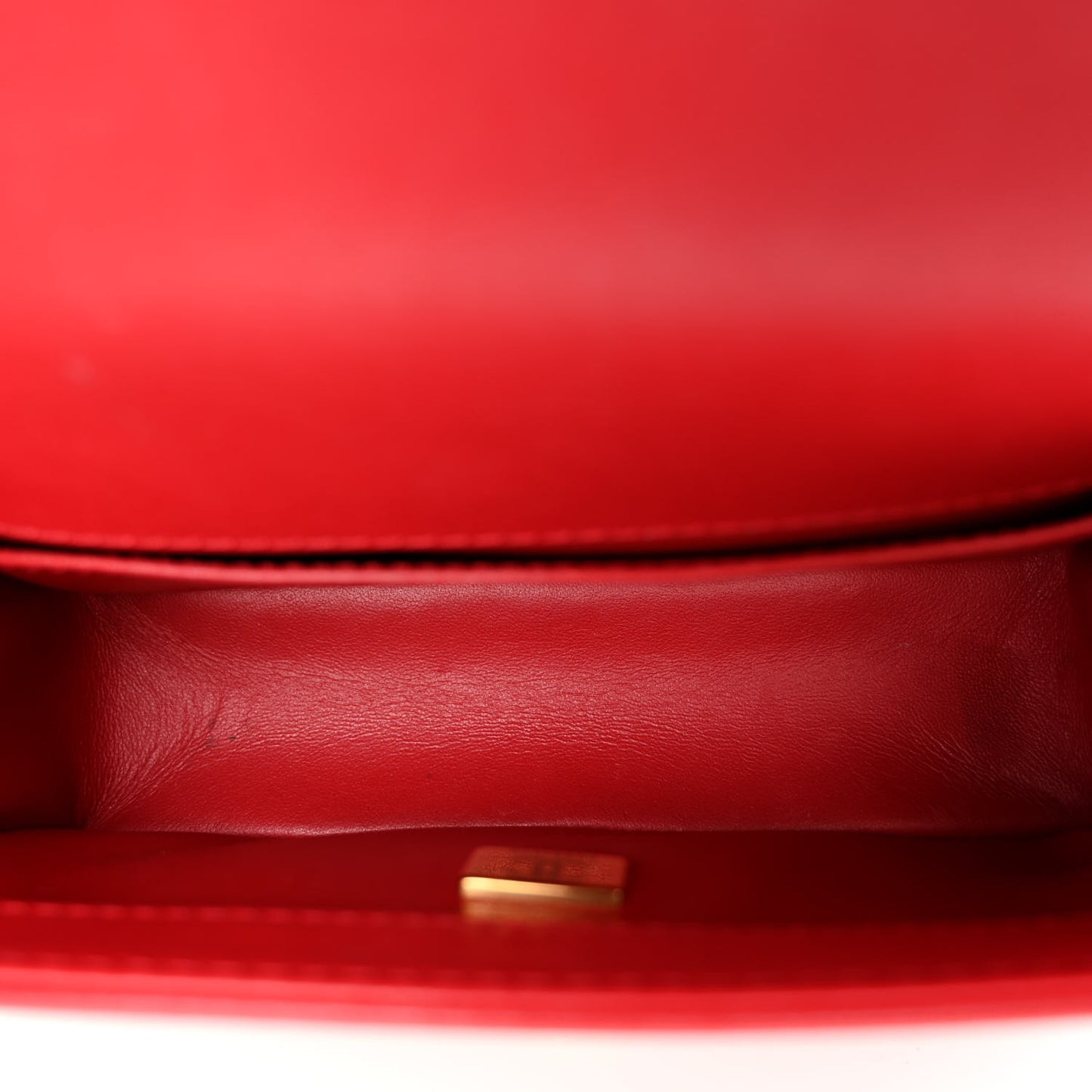 Calfskin Quilted Small Boy Top Handle Flap Red