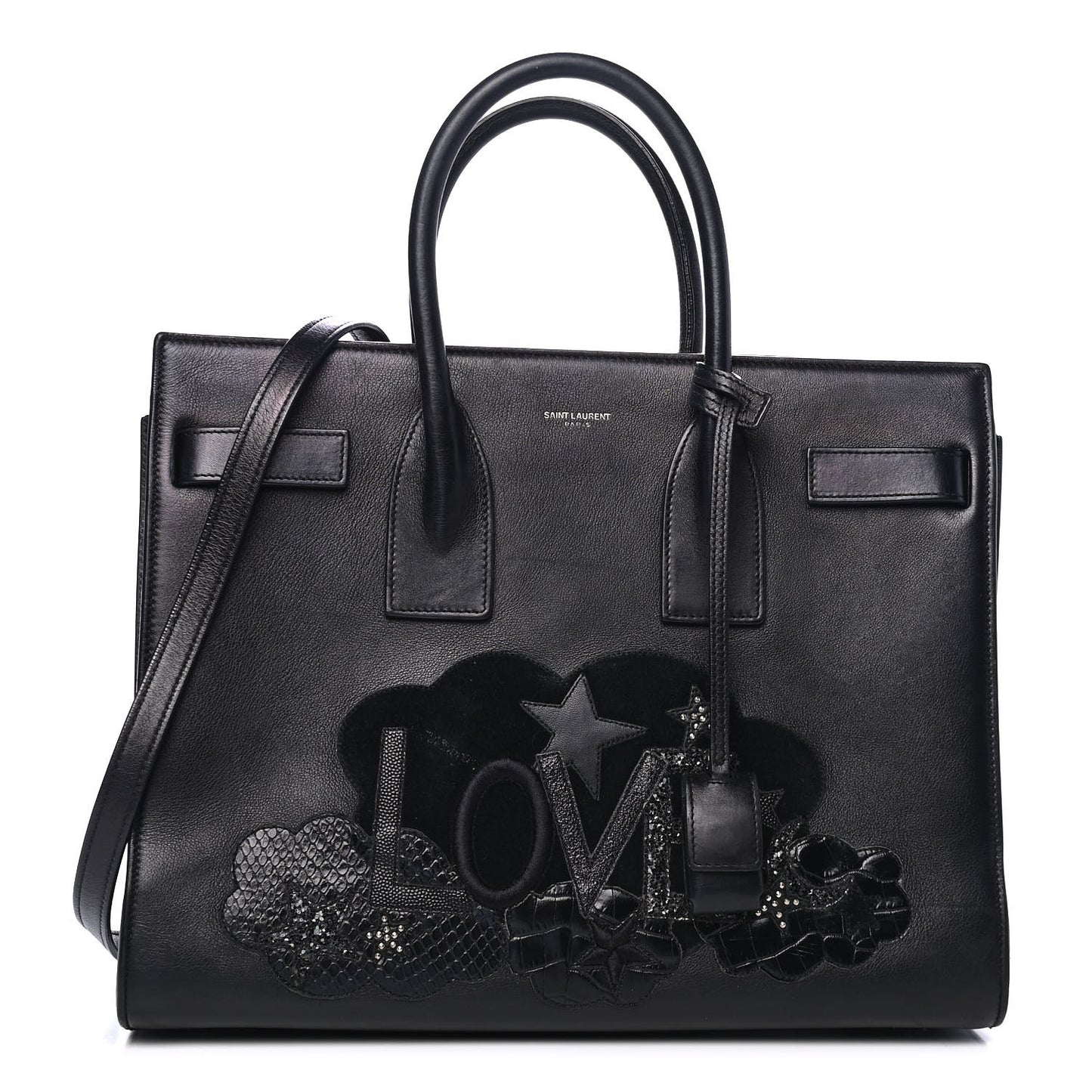 Calfskin Love Patchwork Small Sac De Jour Black