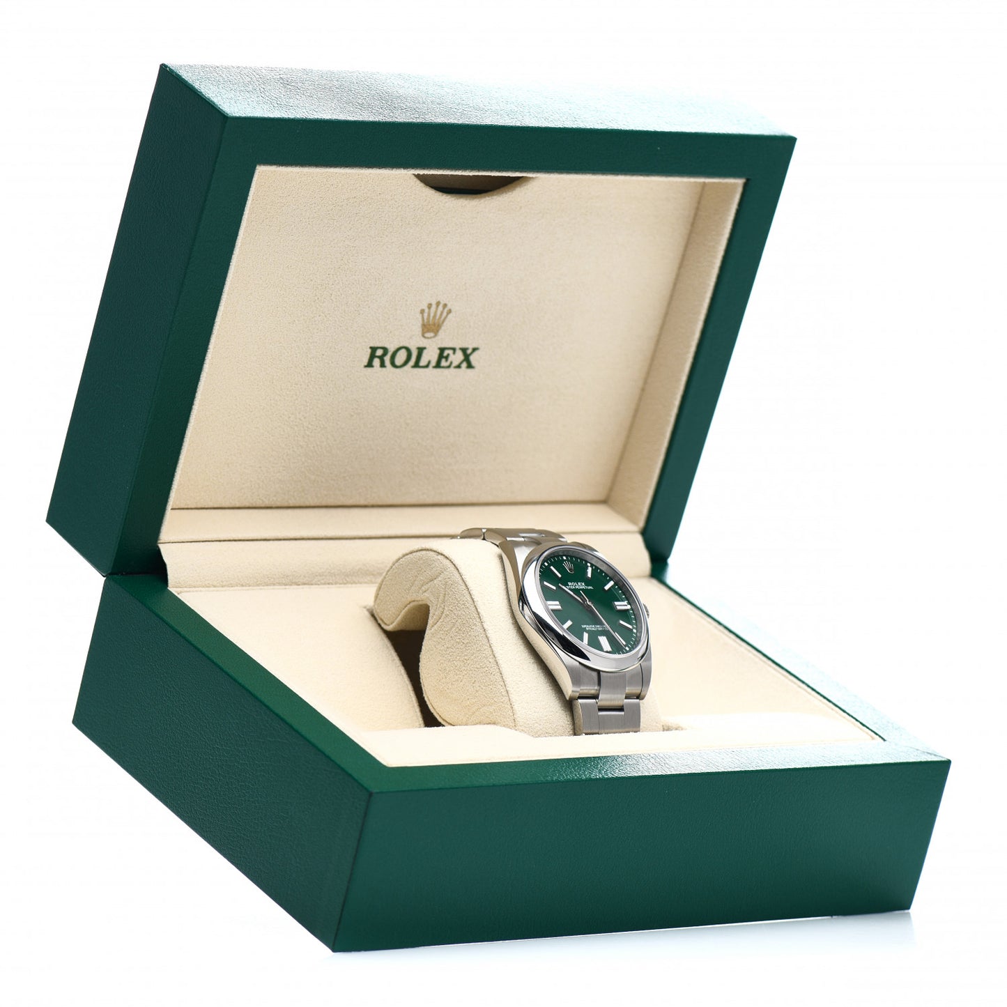 Stainless Steel 41mm Oyster Perpetual Watch Green 124300
