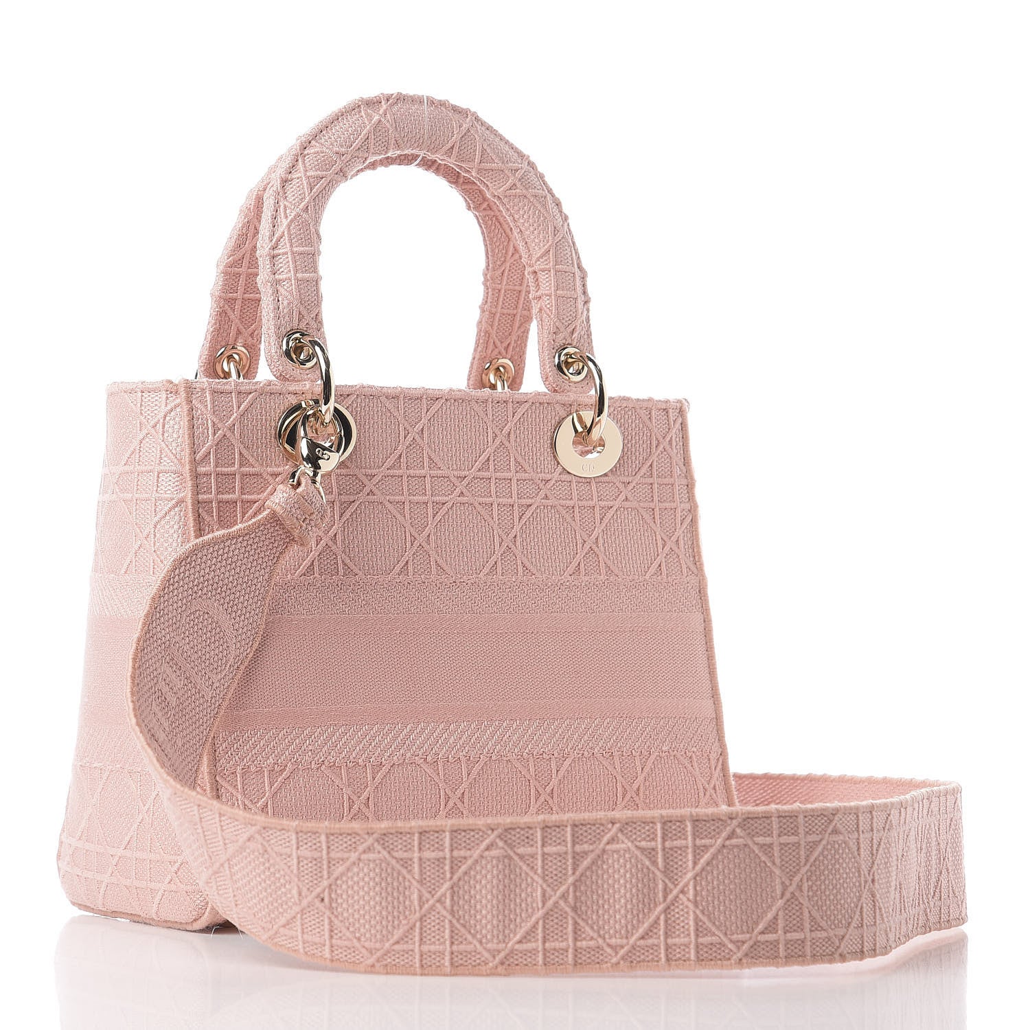 Christian Dior Canvas Embroidered Cannage Medium Lady D-Lite Pink 3 of 10