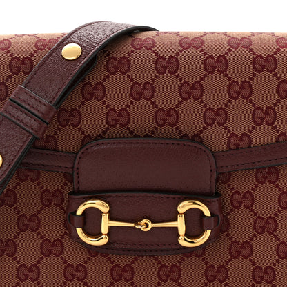 Gucci Monogram Textured Dollar Calfskin Horsebit 1955 Shoulder Bag Sahara Rubino Chardonnay 8 of 10