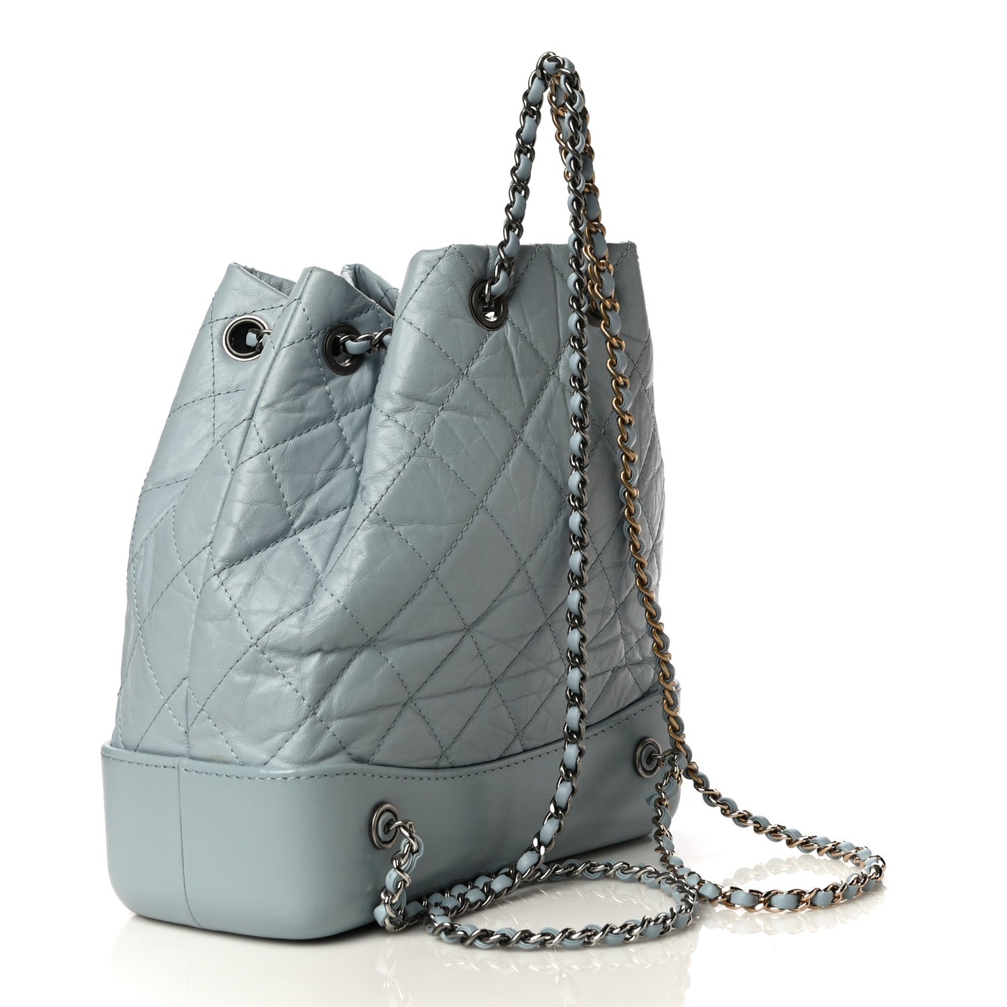 Aged Calfskin Quilted Small Gabrielle Backpack Light Blue