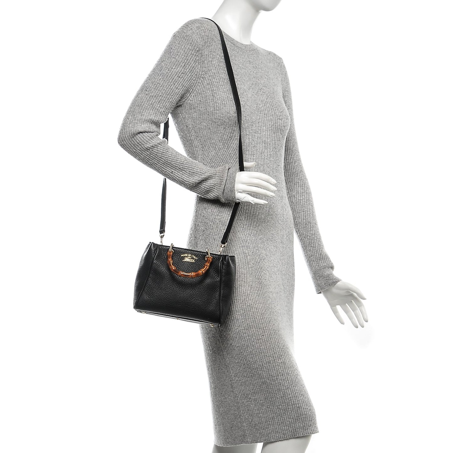 Cellarius Calfskin Mini Bamboo Shopper Tote Black