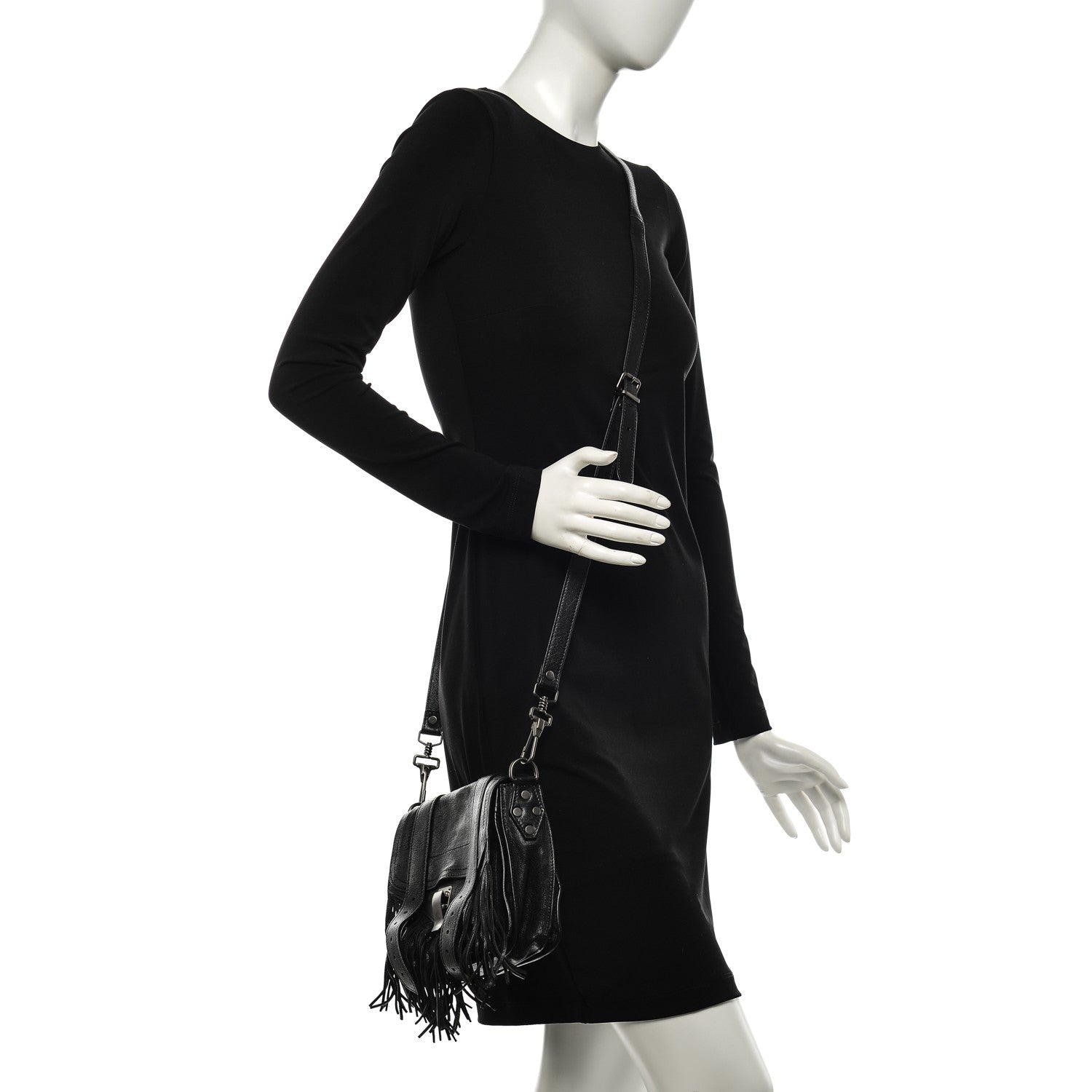 Proenza Schouler Lambskin Fringe PS1 Crossbody Pouch Black 2 of 7
