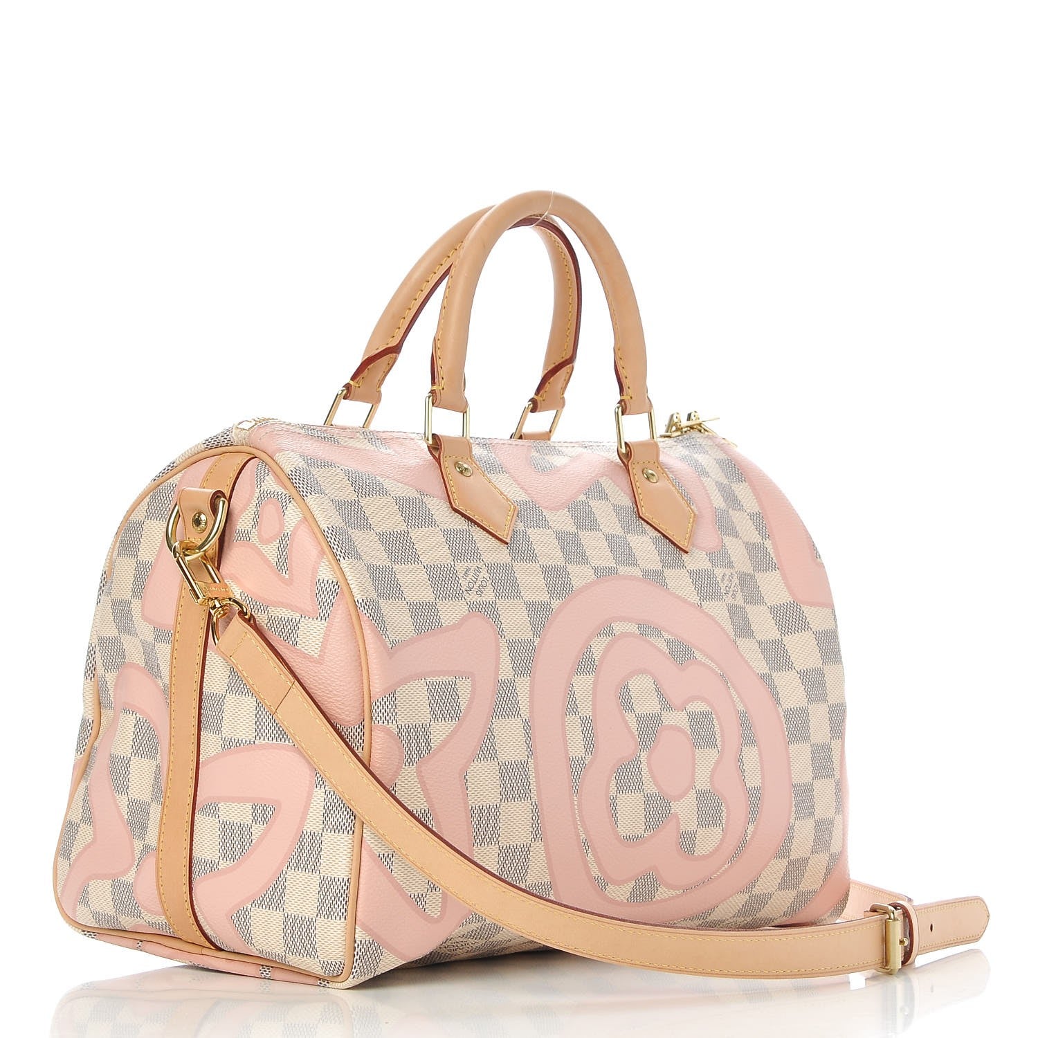 Louis Vuitton Damier Azur Tahitienne Speedy Bandouliere 30 Rose Ballerine 3 of 8