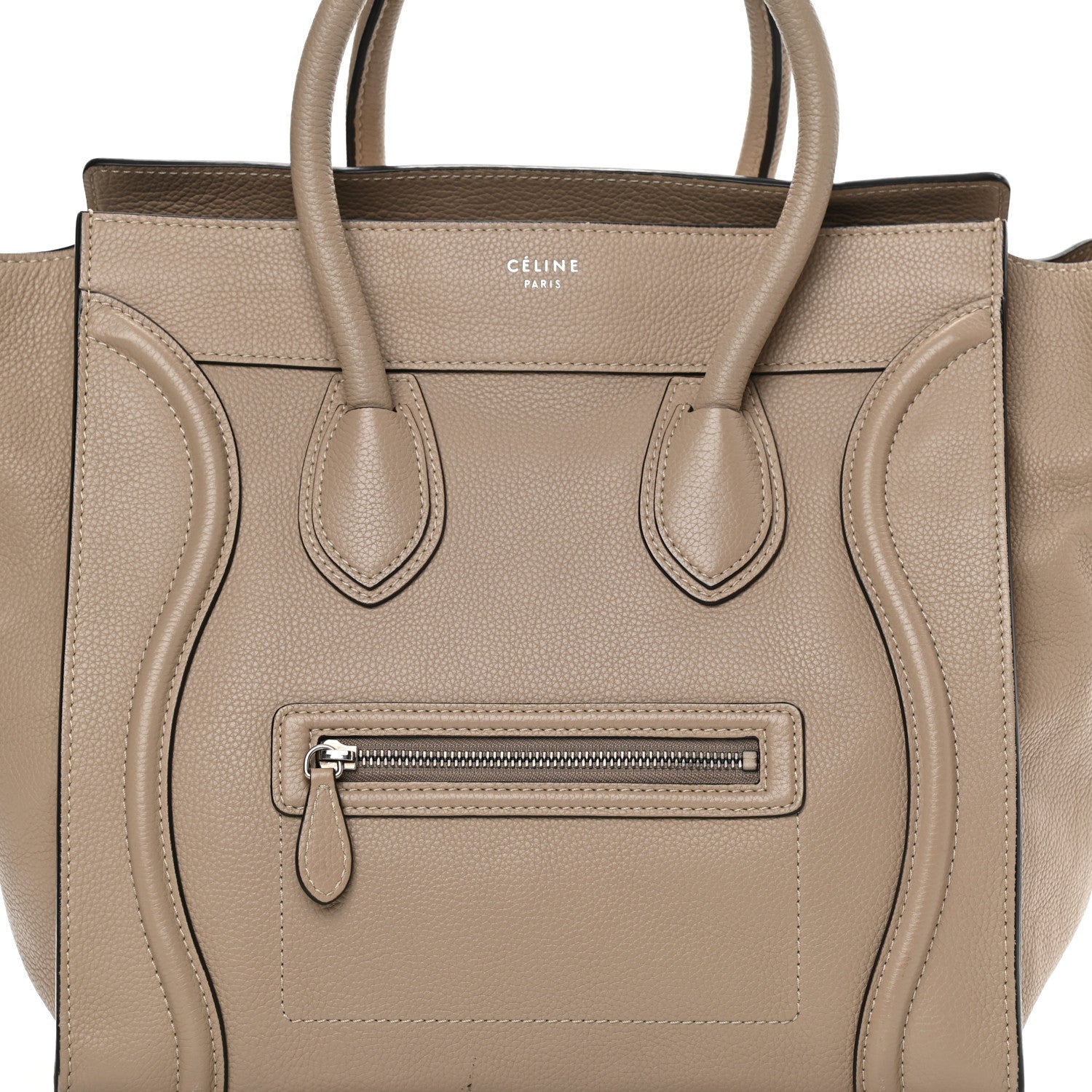 Celine Drummed Calfskin Mini Luggage Dune 8 of 12
